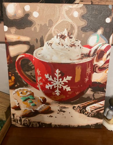 Customer photo review of "Cozy Christmas Hot Chocolate" Paint by Numbers Kit