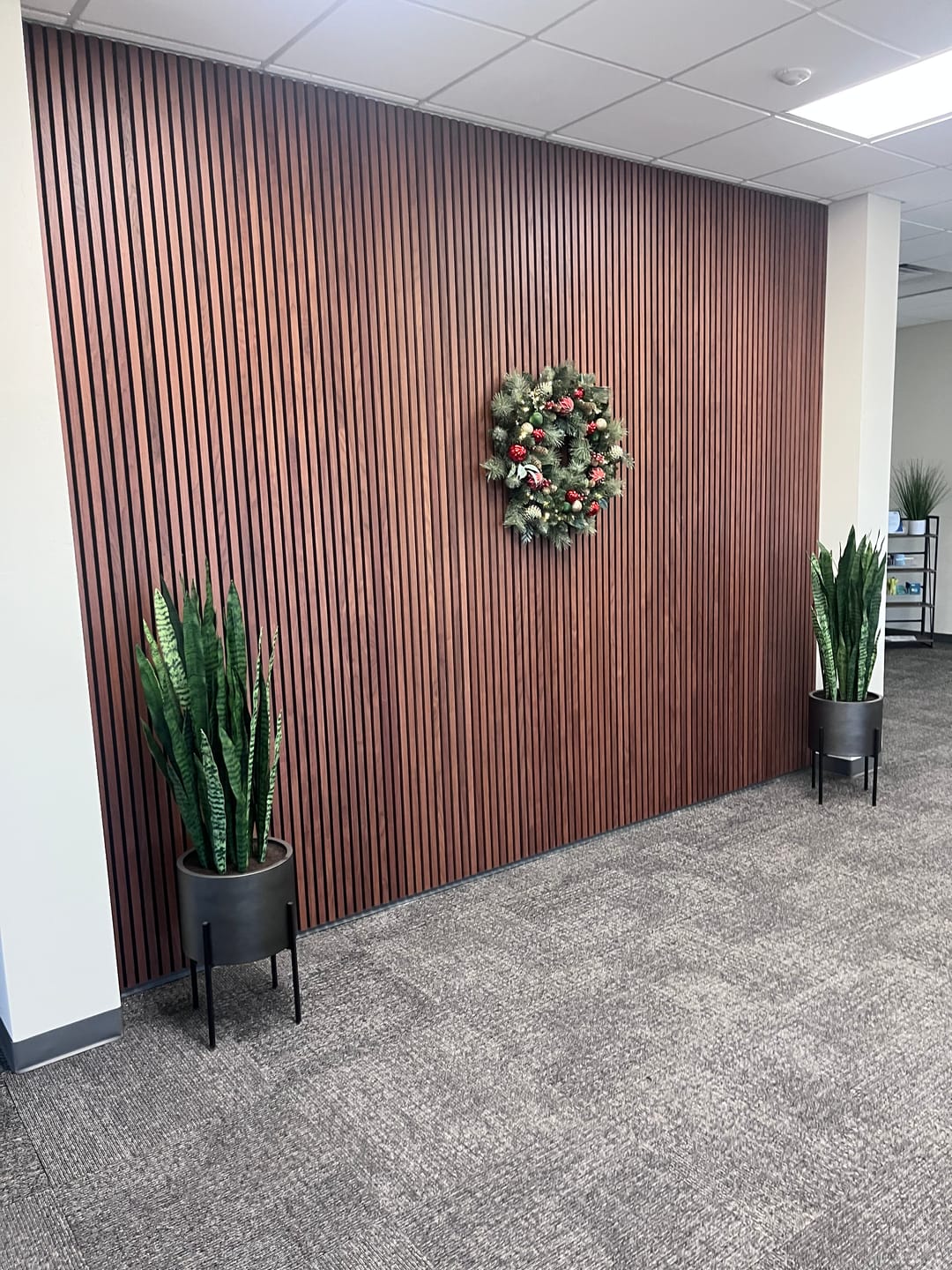 Customer photo review of Natural Walnut Acoustic Slat Panel 118" Sample