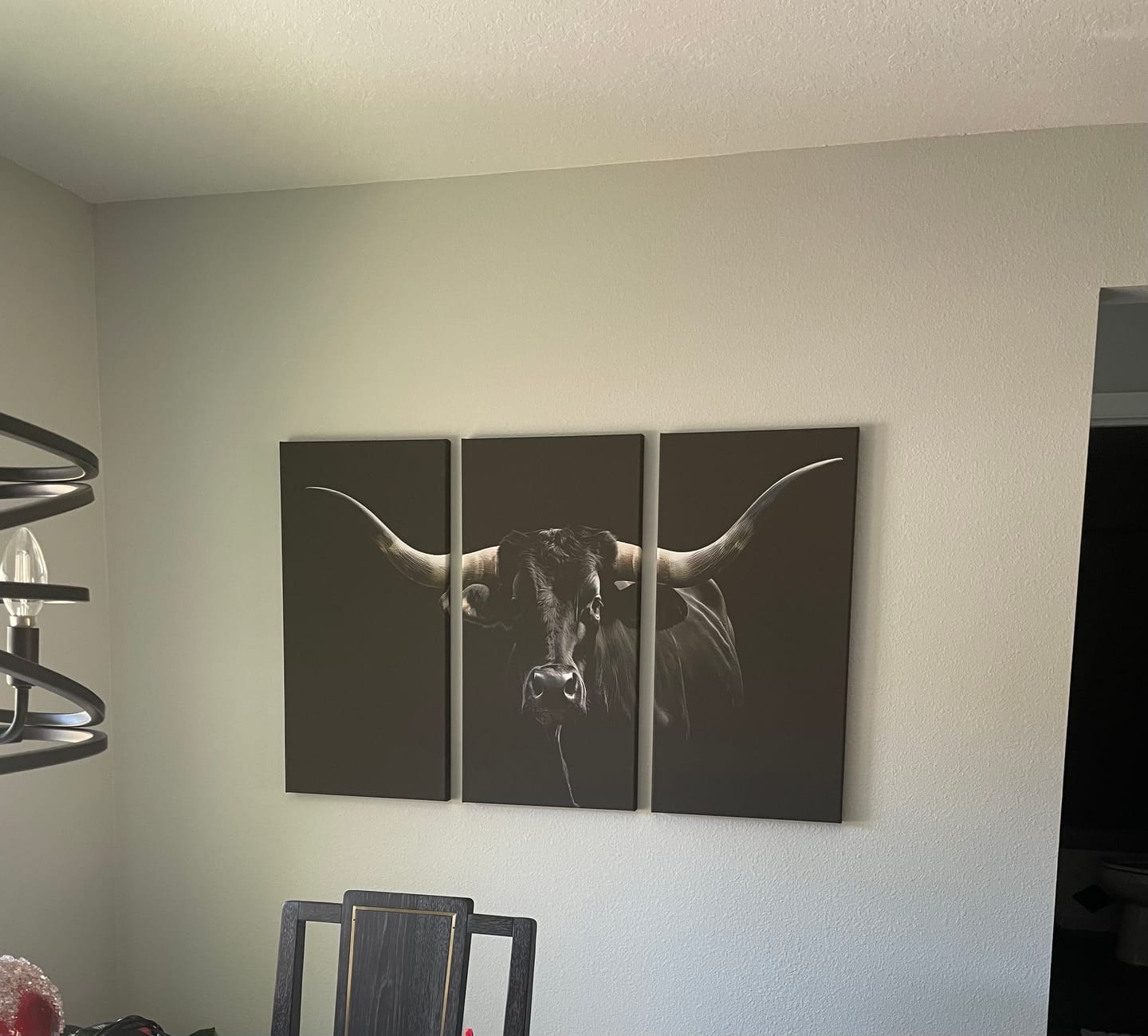 Customer photo review of Texas Black Longhorn Bull Wall Art Canvas Print - Western Texas Cattle Rustic Decor Print - Longhorn Cow Wall Art