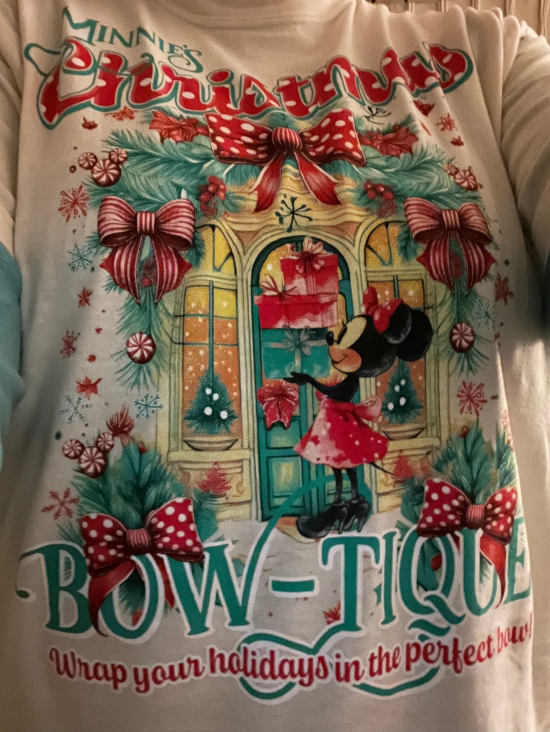 Customer photo review of Minnie's Christmas Bow-tique Shirt