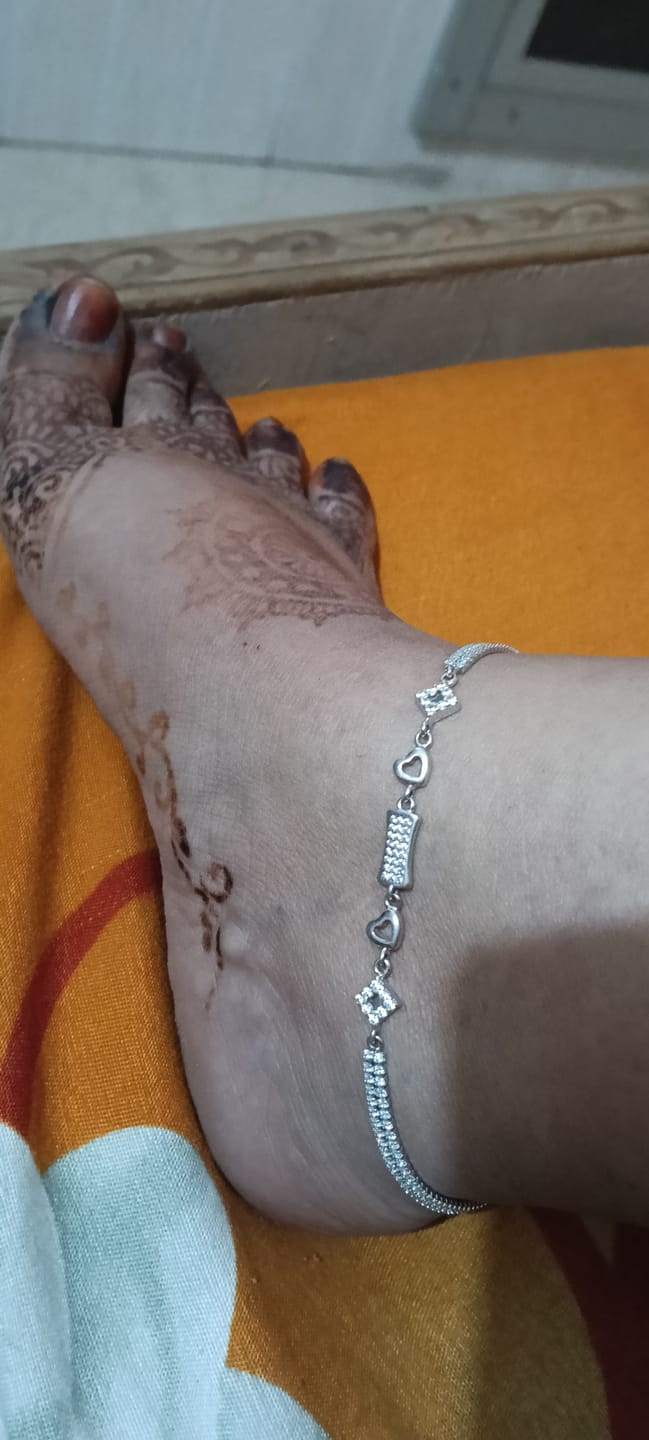 Customer photo review of The Seraph Cascade Silver Anklet