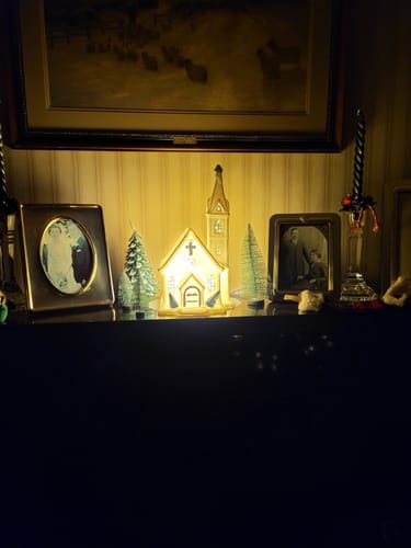 Customer photo review of Belleek Living Church Lamp