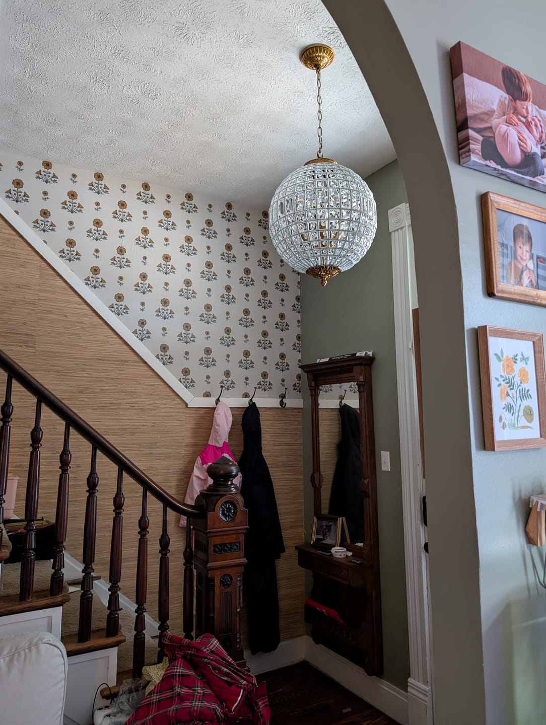 Customer photo review of French Antique Brass Crystal Globe Chandelier