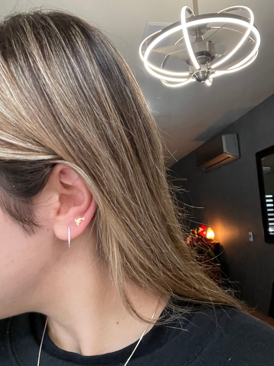 Customer photo review of Par Arracada Delgada Con Zirconias 14 mm