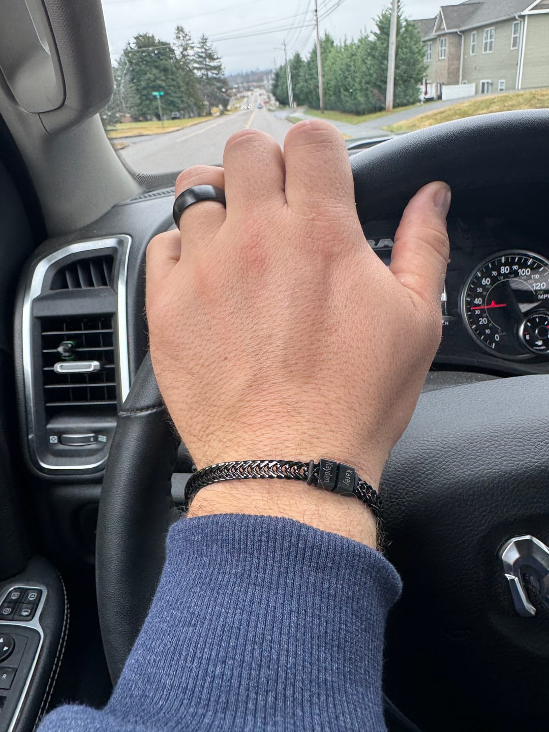 Customer photo review of Dan Bracelet - Dad Bracelet with kid's names - Black