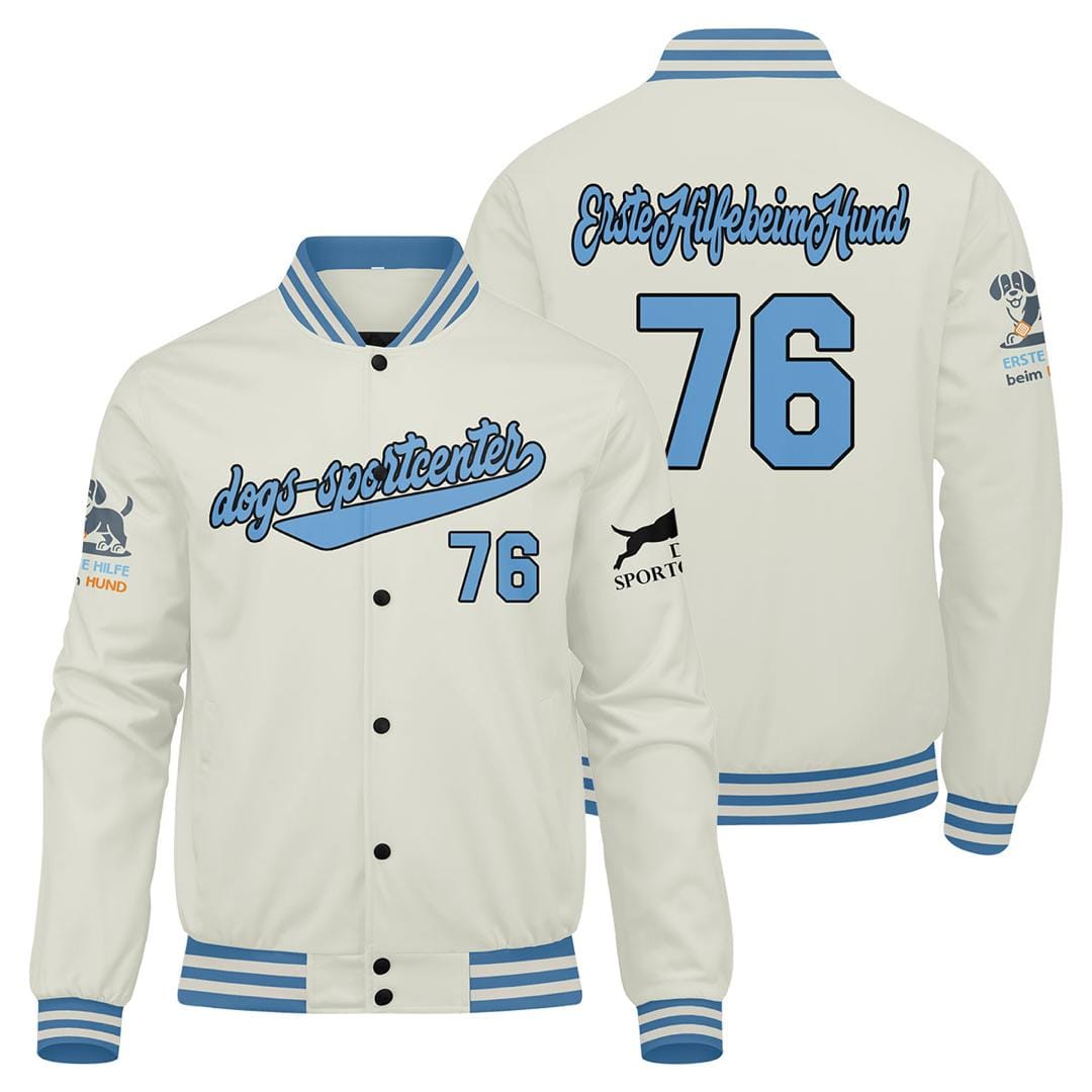 Customer photo review of Benutzerdefinierte Verlauf Varsity-Jacke. Letterman-Jacke Creme Hellblau