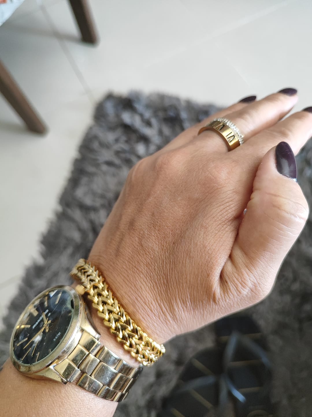 Customer photo review of Pulseira Link Banhado em Ouro 18k
