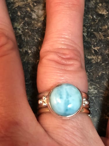 Customer photo review of Rare Larimar Ring Size 8 (.925 Sterling Silver)