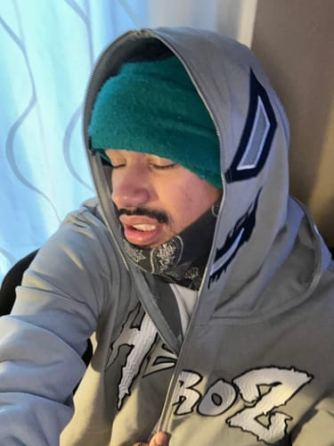 Customer photo review of Double Hood Full Zip - Gray