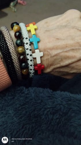 Customer photo review of Bohemian Cross Turquoise Beaded Bracelet