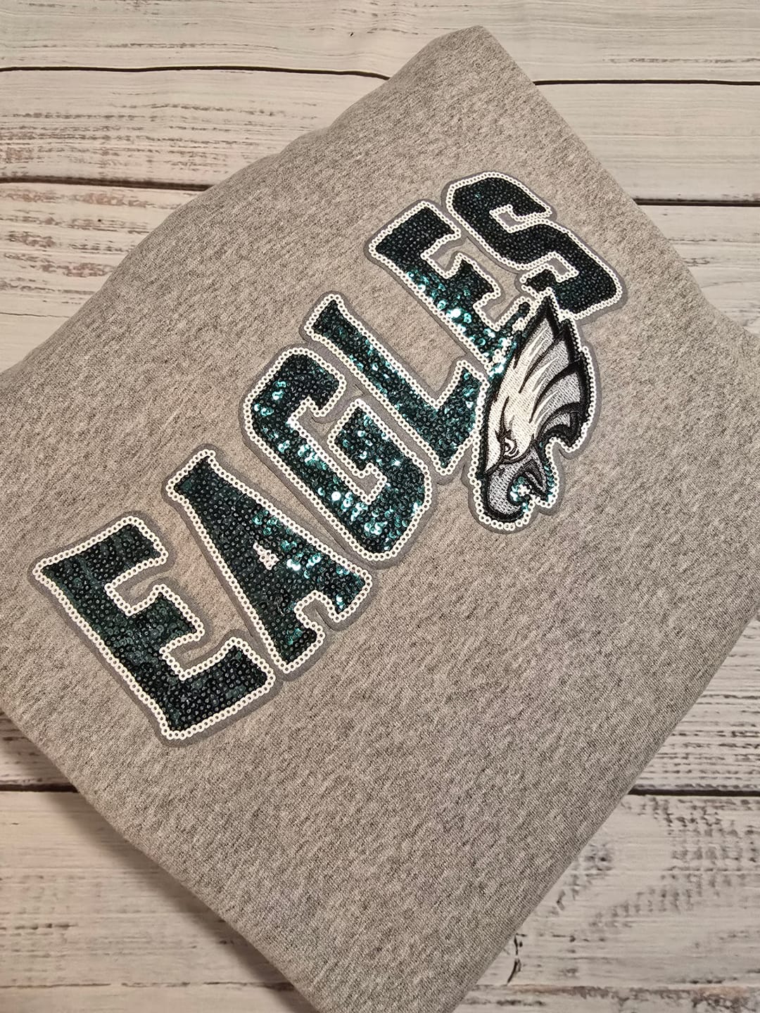 Customer photo review of Eagles Sequins Iron-On Patch – DIY T-Shirt Applique – Sports Chenille Patch for Crafts