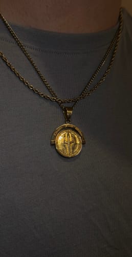 Customer photo review of Trident : Conquer From Within - Double Sided Pendant ( Gold )