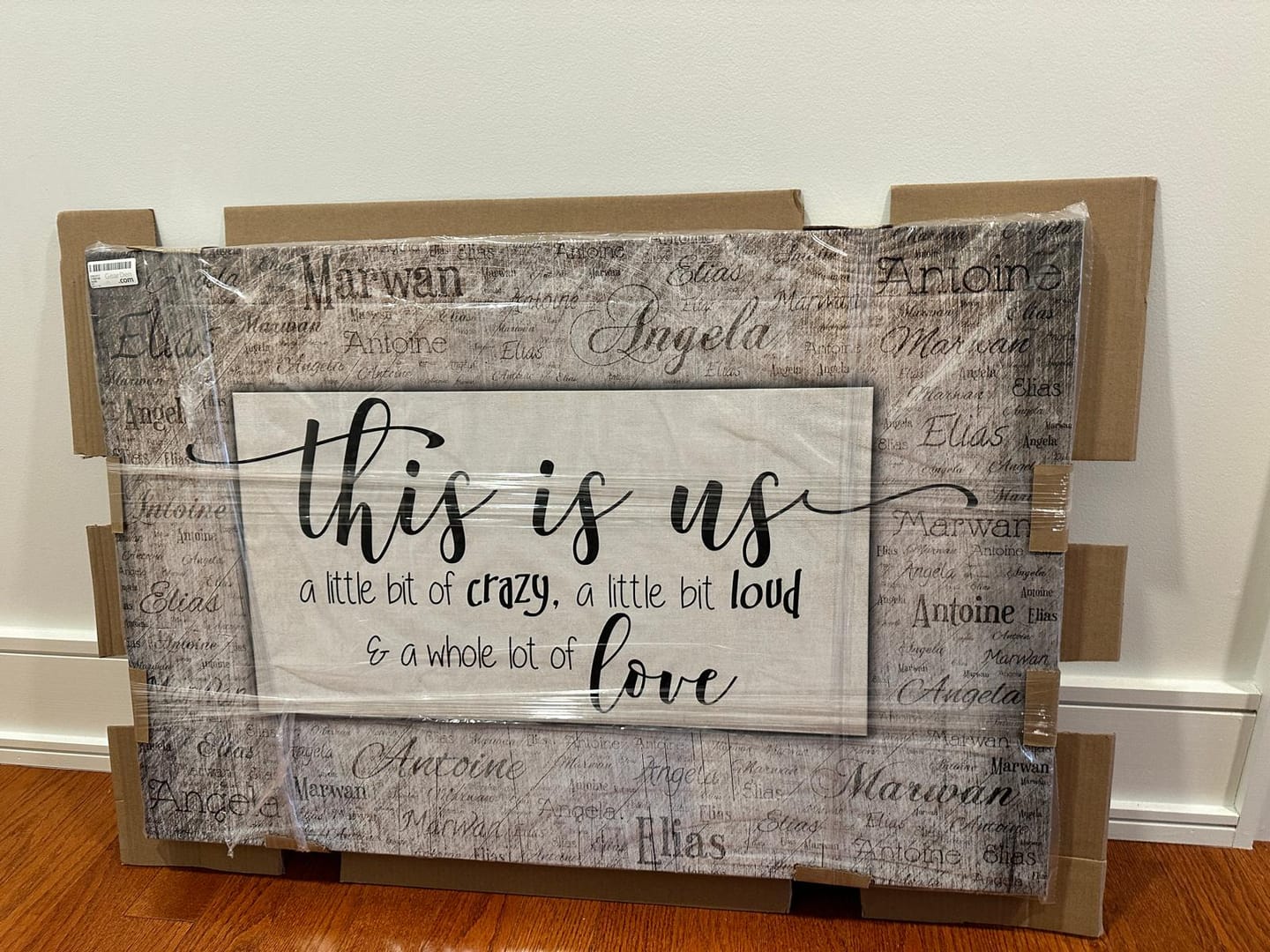 Customer photo review of Personalized "This Is Us" With Names on Background Premium Canvas