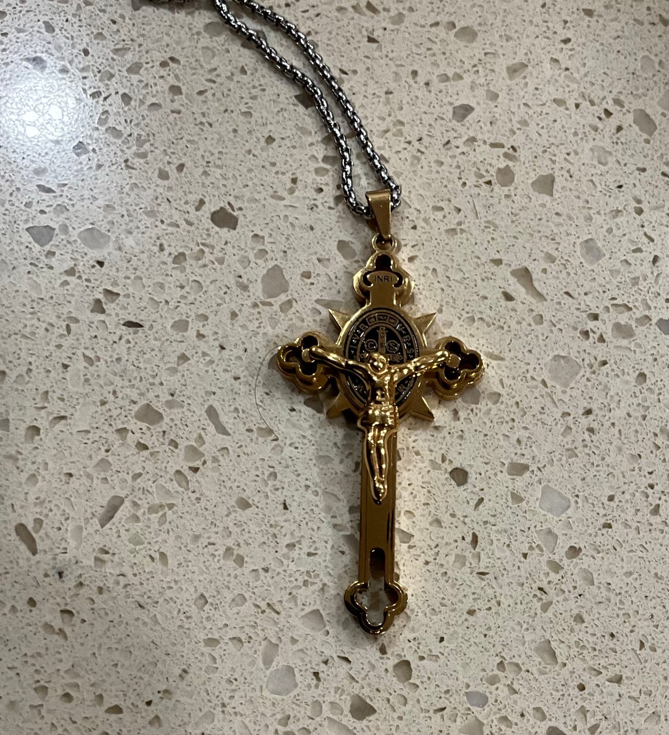 Customer photo review of FREE Today: St. Benedict Symbol Crucifix Exorcism Necklace
