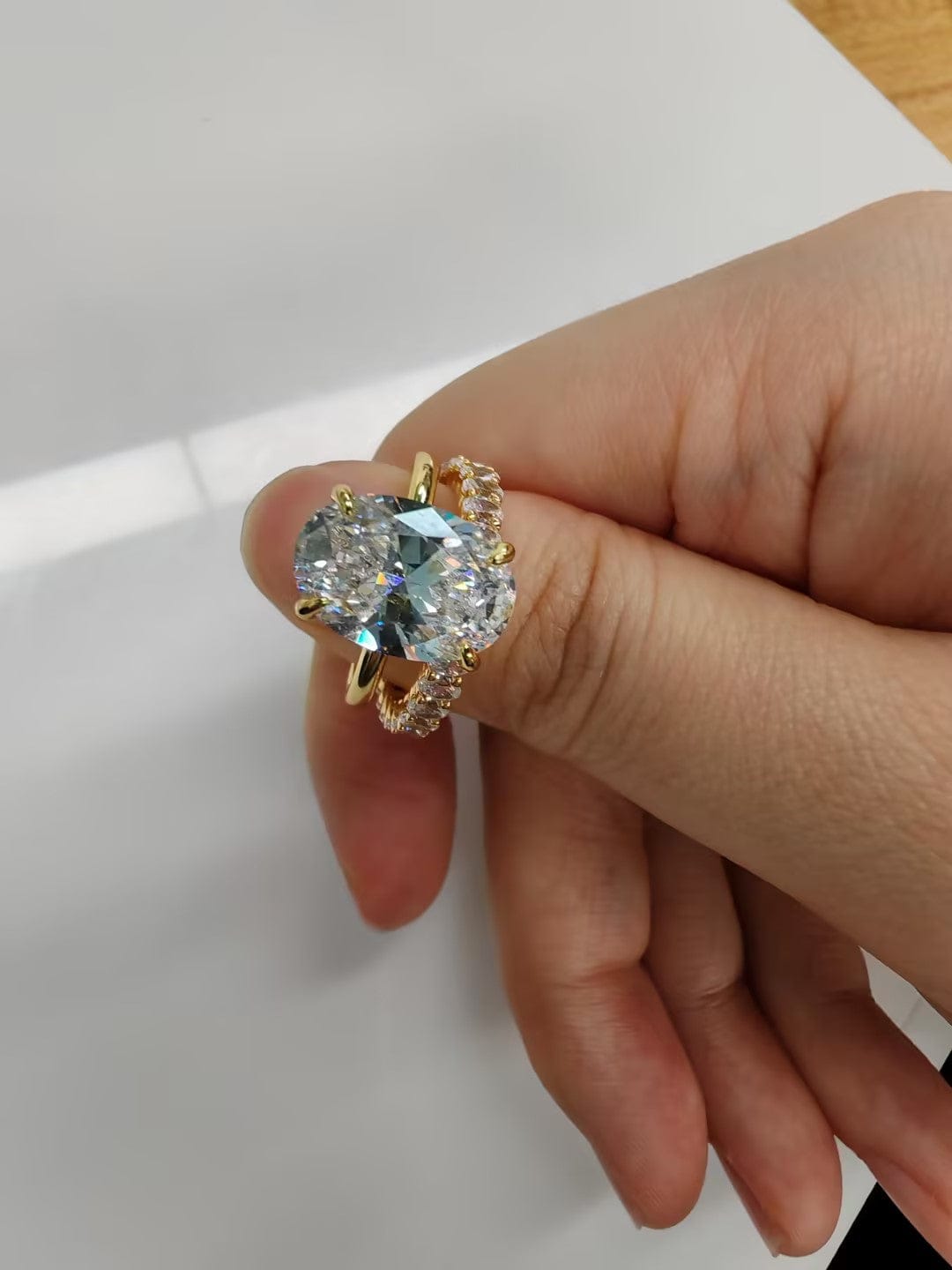 Customer photo review of S925 4.5Ct Luxury Oval Cut 2PC Wedding Ring Set In Sterling Silver Stackable Rings For Everyday Wear