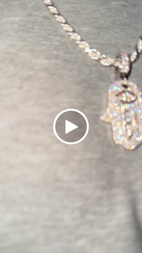 Customer video review of Moissanite Halo Hamsa Hand Pendant 14K Gold