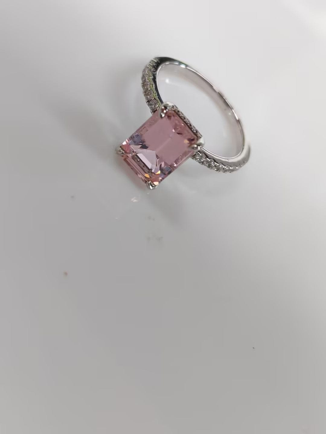 Customer photo review of Louily Elegant Emerald Cut Morganite Pink Women's Engagement Ring In Sterling Silver