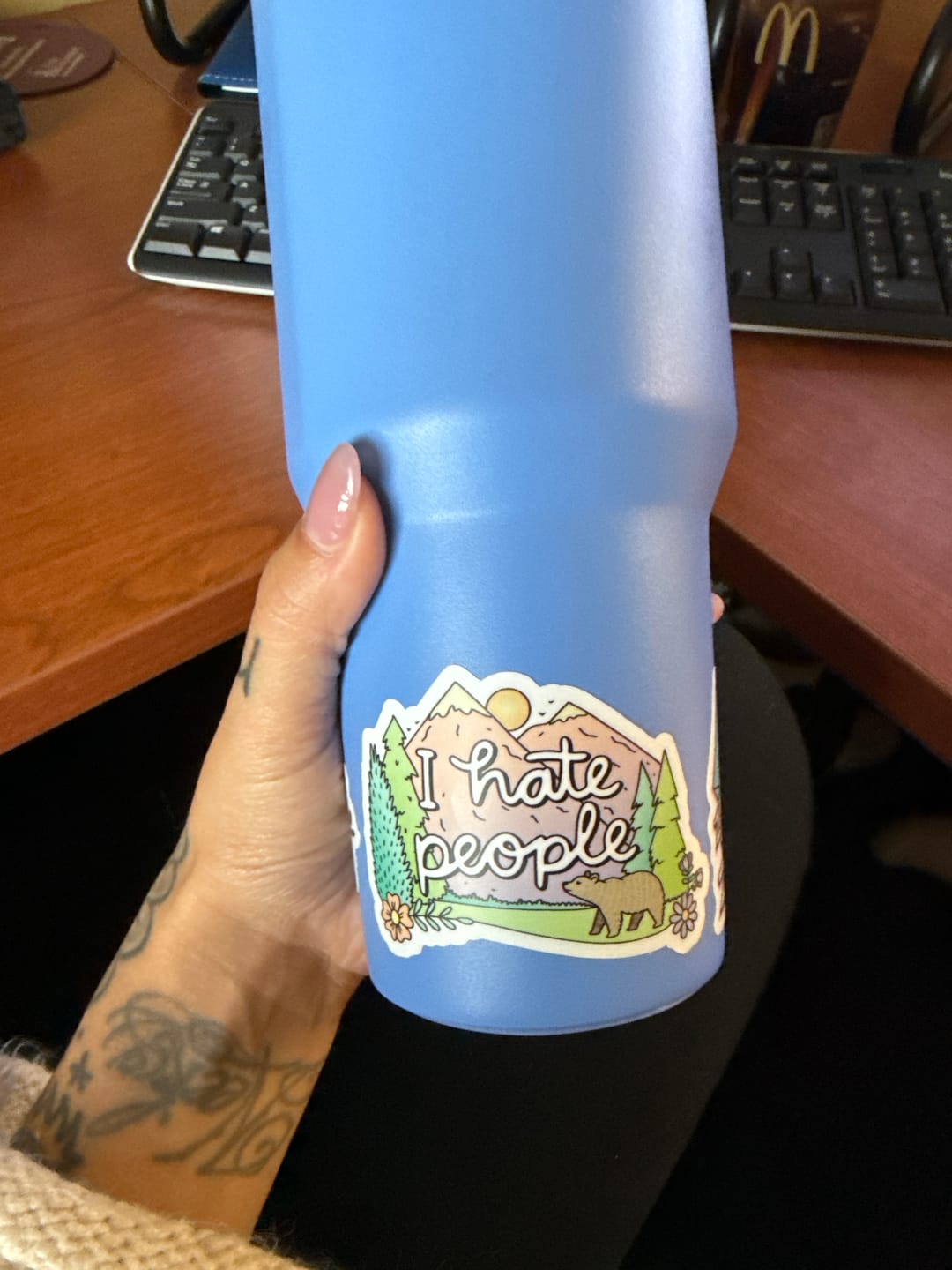 Customer photo review of I Hate People Nature Sticker