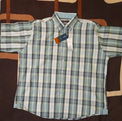 Customer photo review of Camisa Casual Manga Corta con líneas en Corte Americano