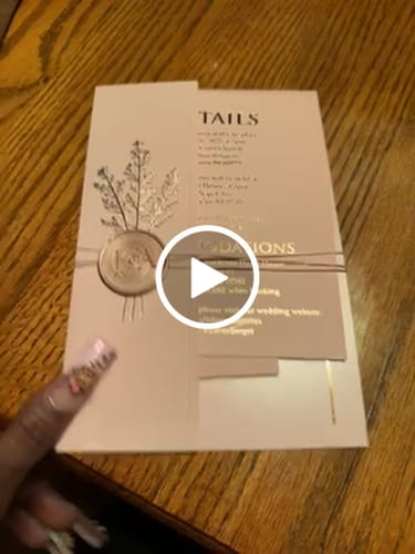 Customer video review of Blush Pink and Rose Gold Acrylic Invitation with Folded Jacket