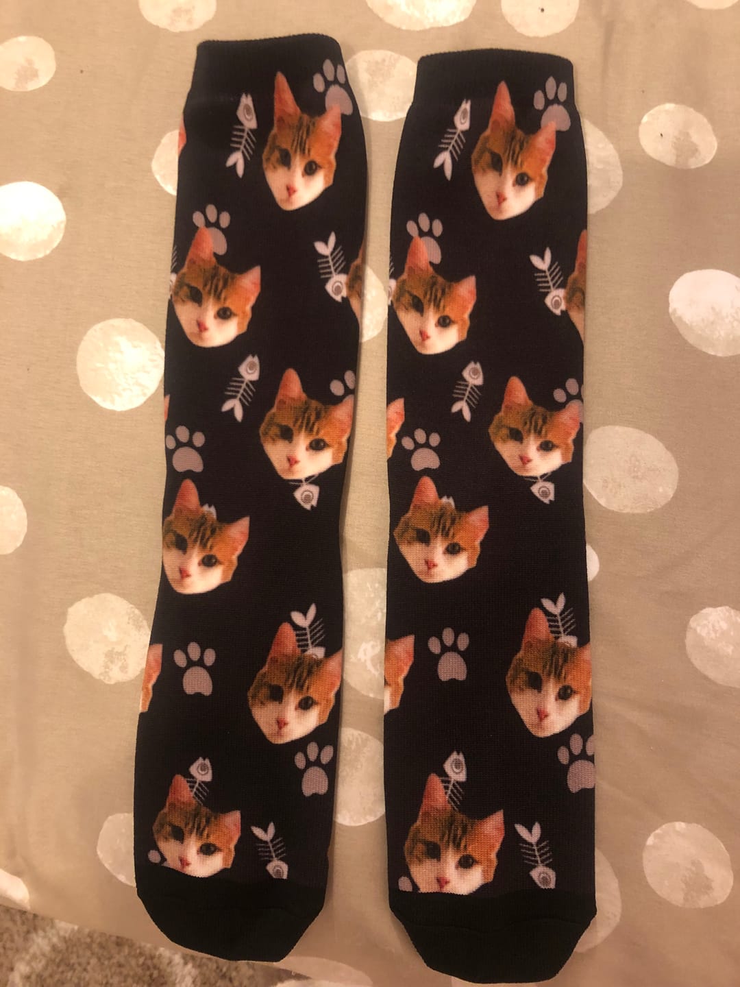 Customer photo review of FaceSock | Custom Cat Socks With Photo