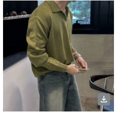 Customer photo review of RT No. 11521 GREEN V-NECK POLO SWEATER