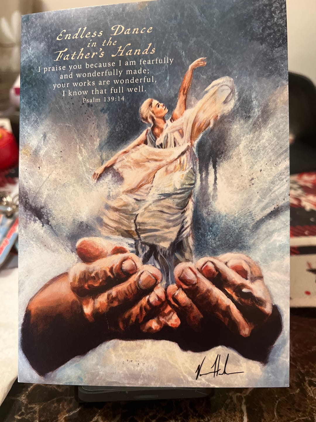 Customer photo review of Endless Dance in the Father's Hands - Blonde Version Greeting Card