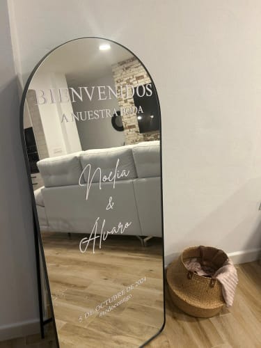 Customer photo review of Selfie Full-Length Arch Mirror Rental for Wedding Custom Decals Included