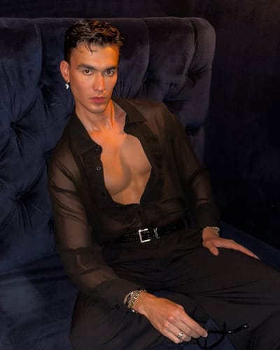 Customer photo review of Mens Ruffles See Through Long Sleeve Shirt SKUK64165
