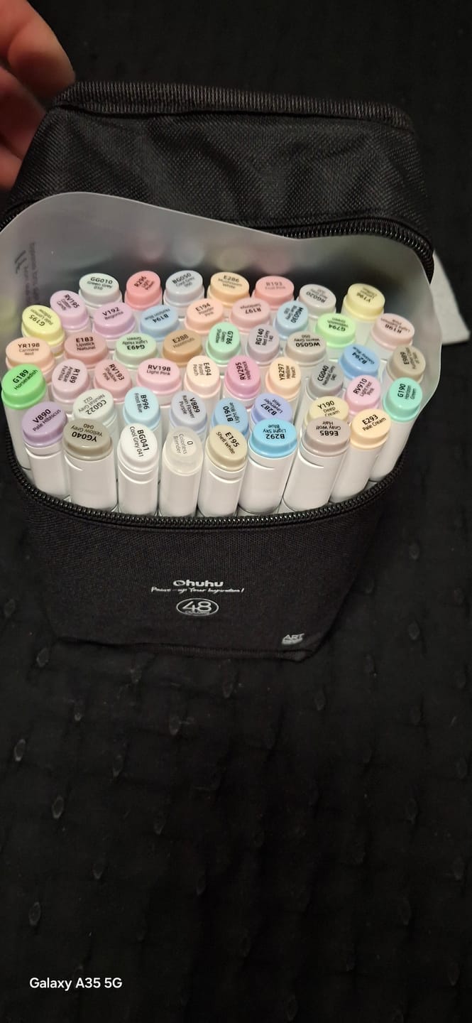 Customer photo review of Ohuhu Oahu 48 Pastel Colors Dual Tips Alcohol Art Markers, Fine & Chisel