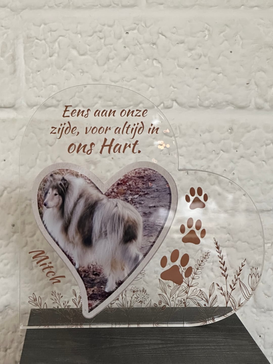 Customer photo review of Eens aan mijn zijde - Gepersonaliseerd glazen hart