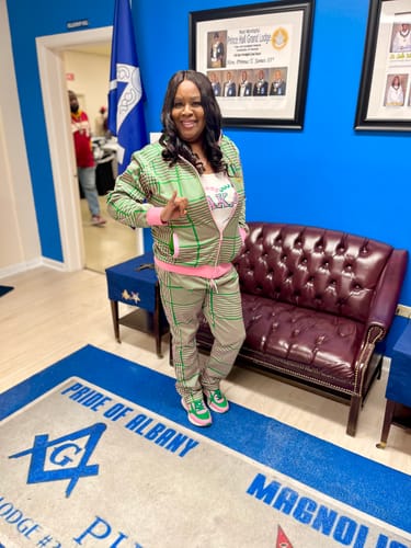 Customer photo review of AKA Houndstooth Track jacket
