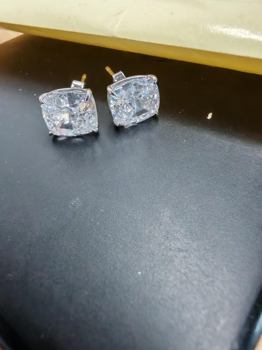 Customer photo review of S925 2.0Ct*2 Classic Cushion Cut Women's Stud Earrings In Sterling Silver For Everyday Wear