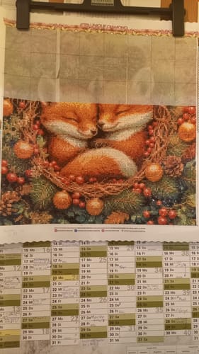 Customer photo review of 5D Diamond Painting mit AB Effekt – Zwei Fuchsjunge im Winterkranz