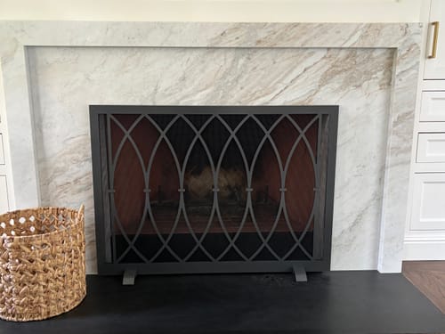Customer photo review of Free Standing Fireplace Screen Handmade to Fit Your Fireplace - Carolina