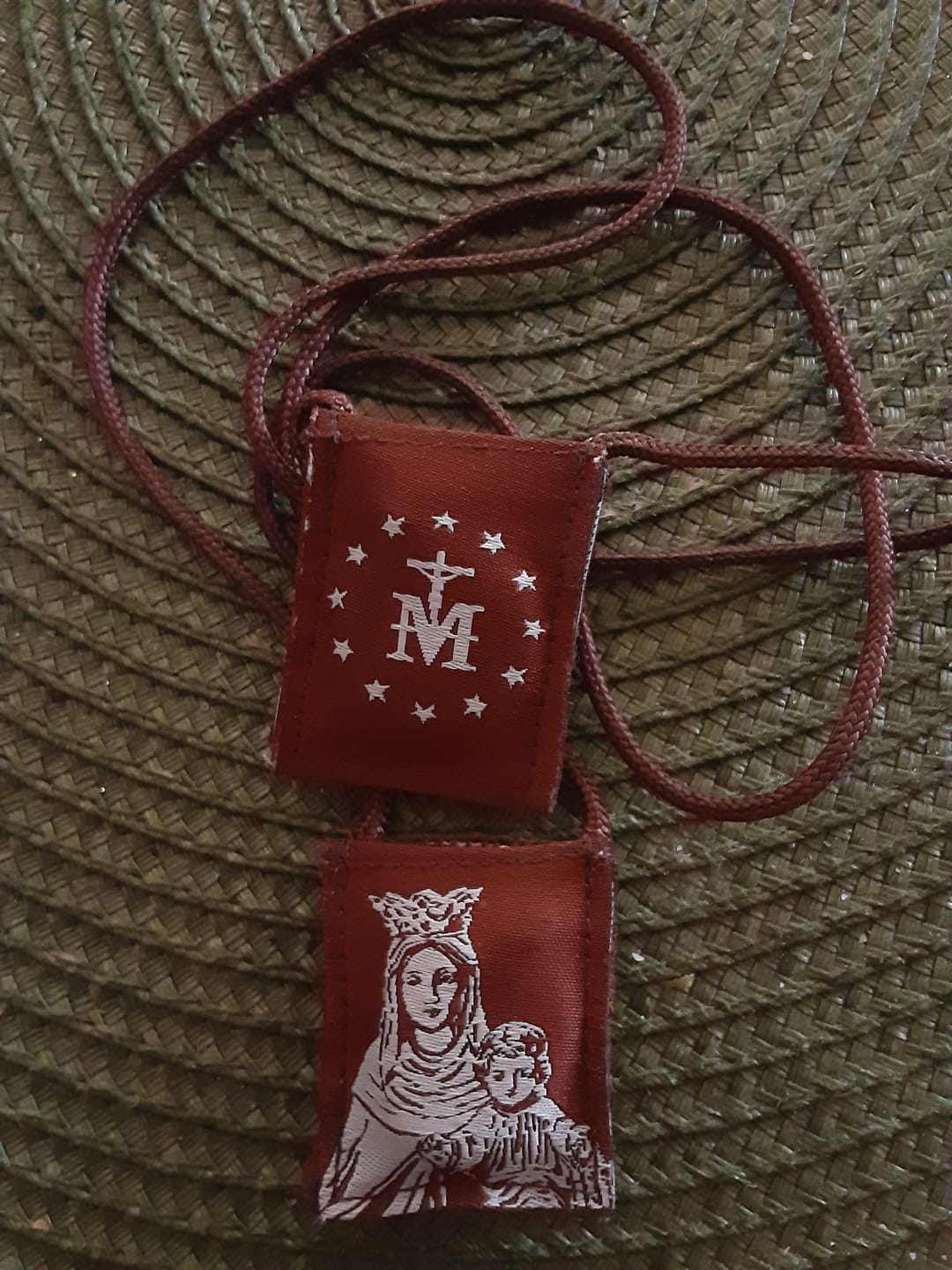Customer photo review of OLMC Crown of Stars | Our Lady of Mt. Carmel Premium Brown Scapular