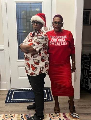 Customer photo review of Too Bougie for Ugly Sweaters Unisex Sweatshirt