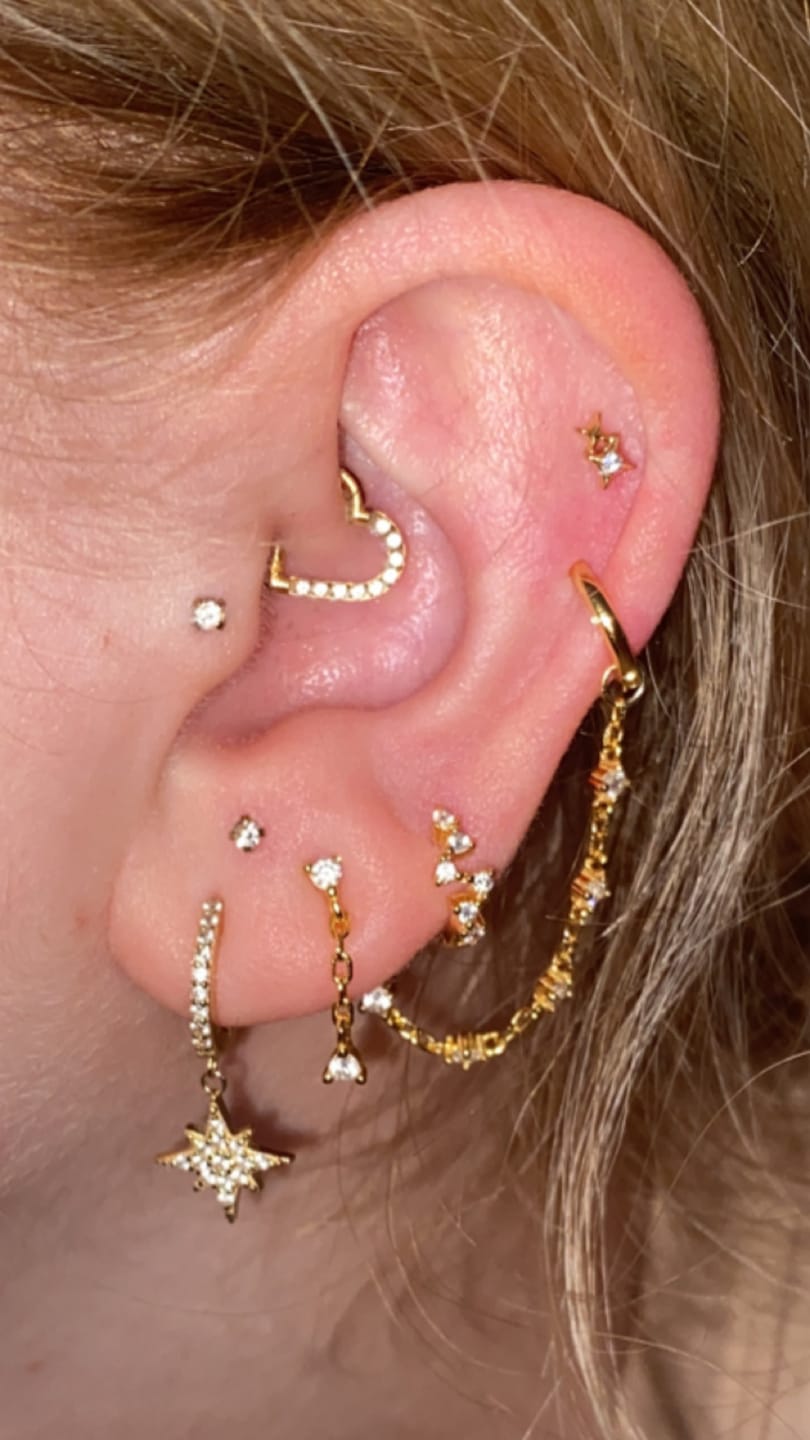 Customer photo review of VENUS North Star Pavé Huggie Hoops