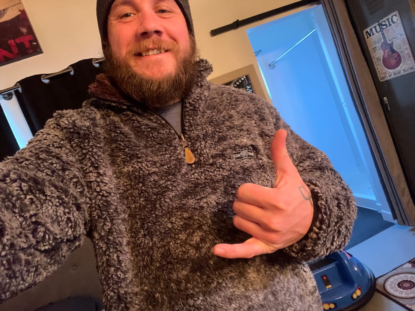 Customer photo review of Reversible Double Sherpa 1/4 Zip