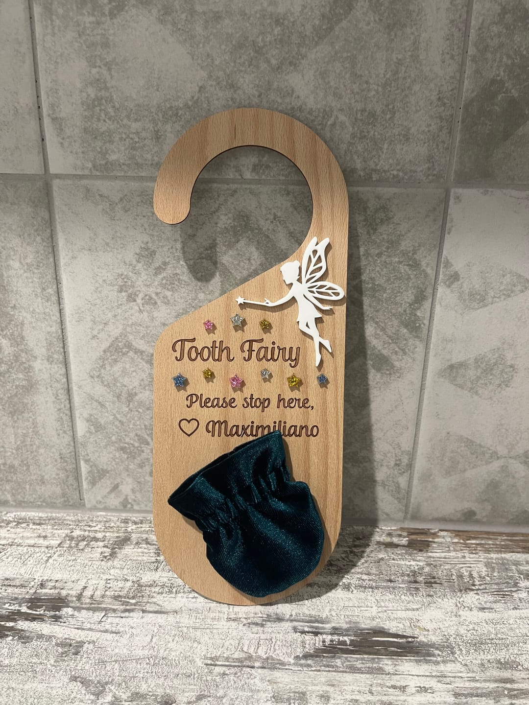 Customer photo review of Personalised Tooth Fairy Door Hanger