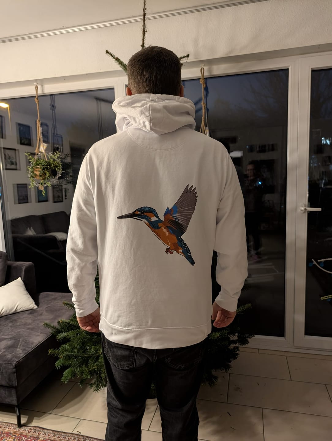 Customer photo review of Eisvogel Bio Männer Hoodie Backprint