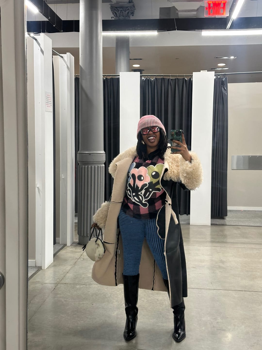 Customer photo review of FLUFFY-TRENCH-BLACK FAUX FUR JACKET