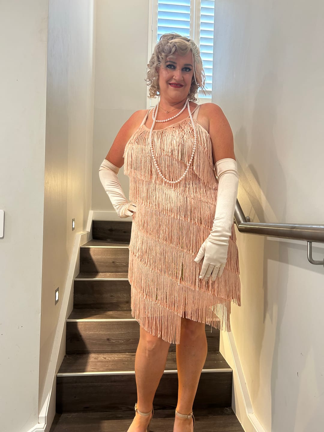 Customer photo review of 1920s Rose Gold Fringe Flapper Dress