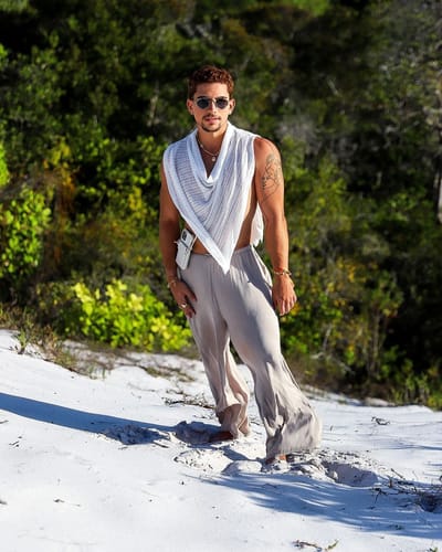 Customer photo review of Mens Textured Drape Neck Sleeveless Tank SKUK65446