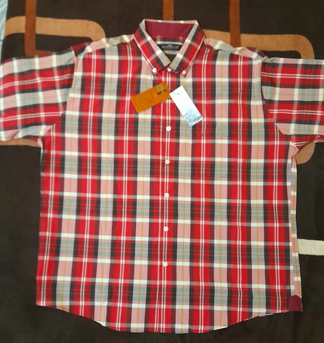 Customer photo review of Camisa Casual Manga Corta con líneas en Corte Americano