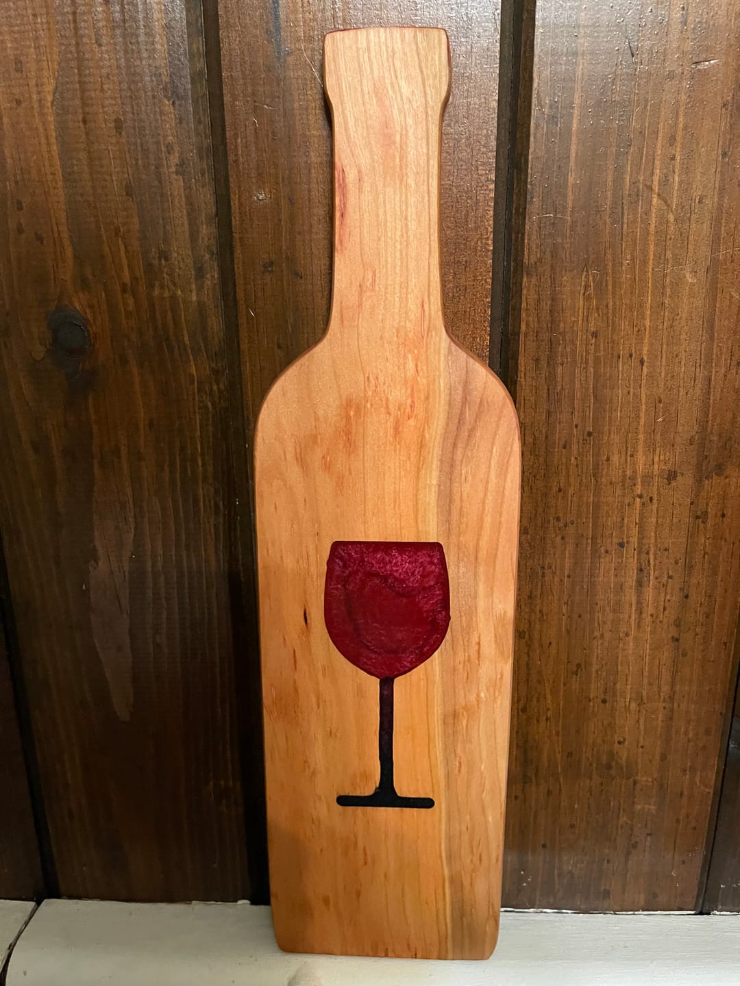 Customer photo review of 18x5" Wine Bottle Serving Board Acrylic Router Template