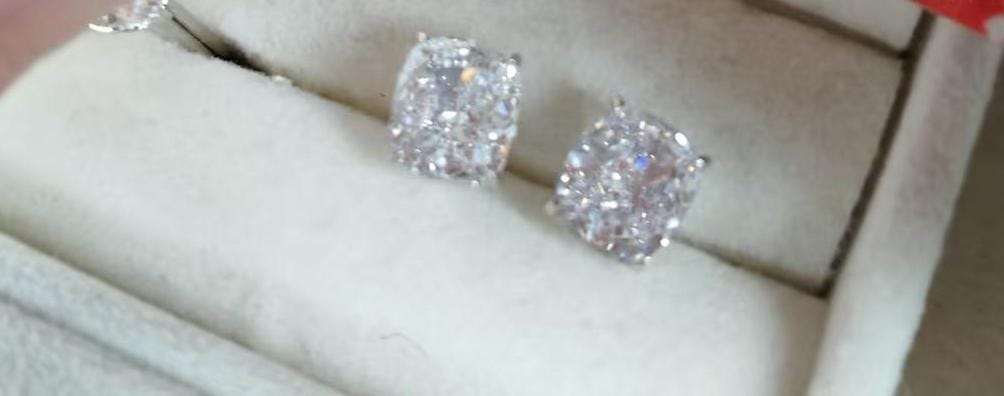 Customer photo review of S925 2.0Ct*2 Classic Cushion Cut Women's Stud Earrings In Sterling Silver For Everyday Wear