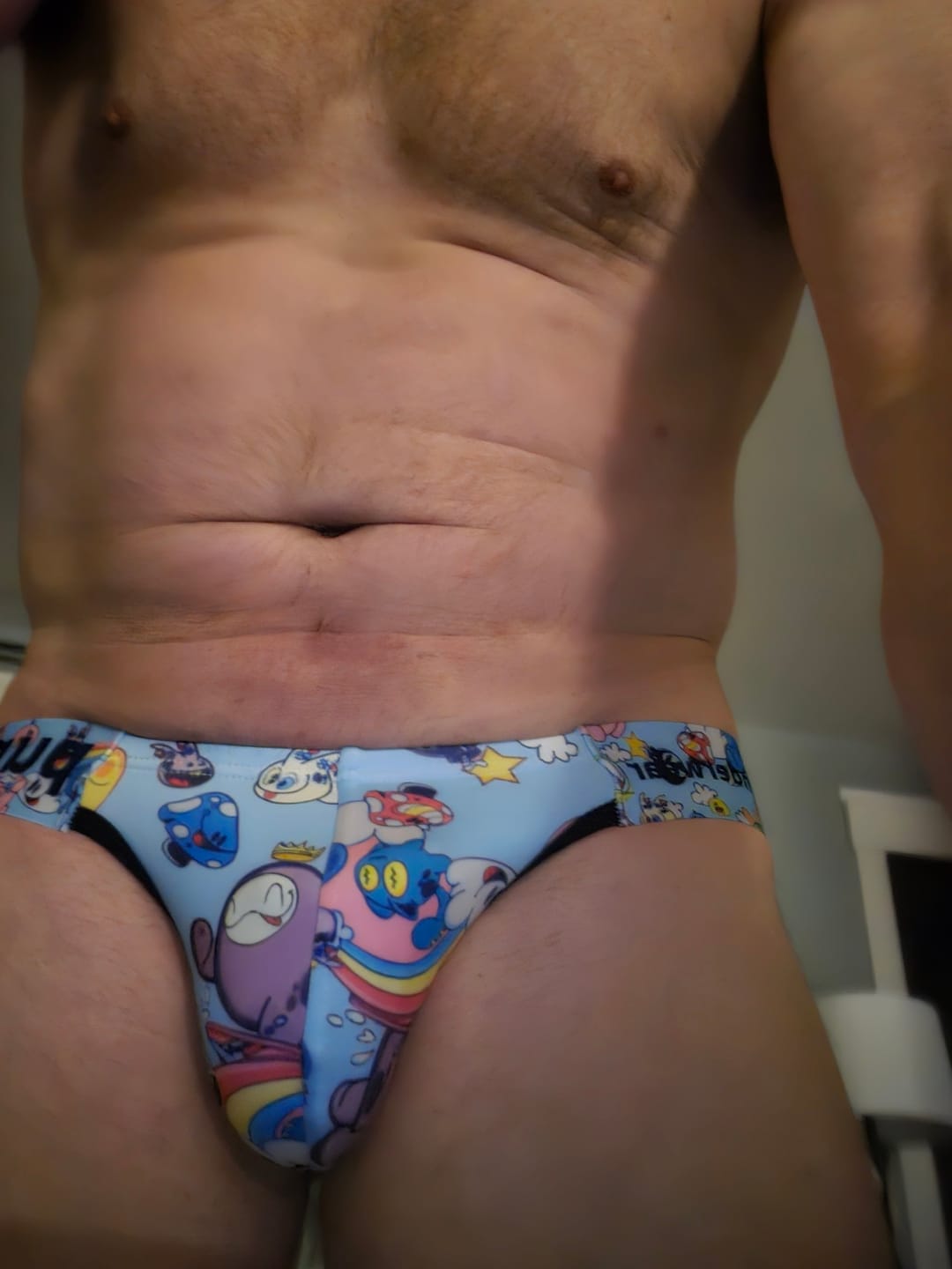 Customer photo review of 2 Pack Men's Cartoon High-Cut Breathable Bikini