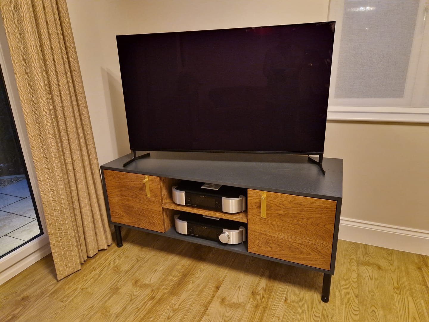 Customer photo review of Dark Oak TV Stand, Coya