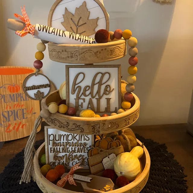 Customer photo review of Classic Autumn Themed Tiered Tray Decor Bundle